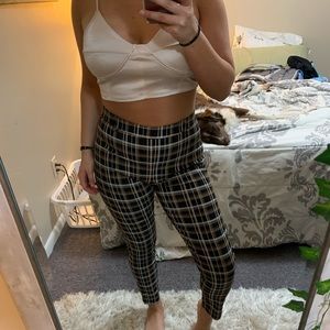Yellow Black Plaid high Waisted Stretchy Pants